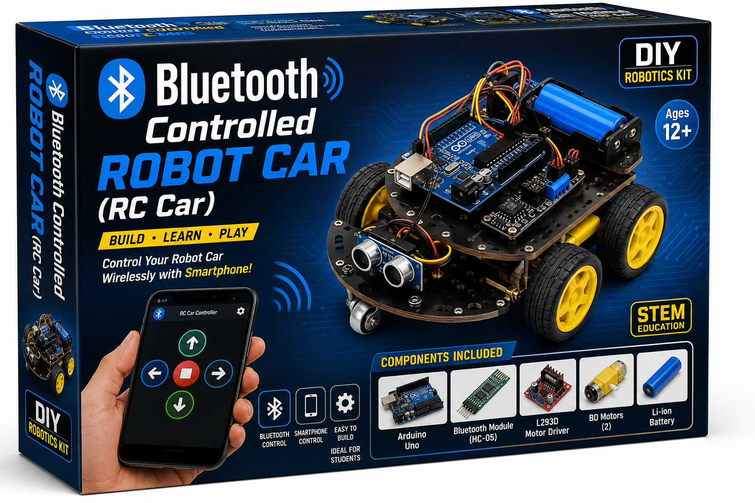 Bluetooth Controlled Robot Car (RC Car) kit